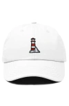 Dalix Lighthouse Embroidered Dad Hat In White