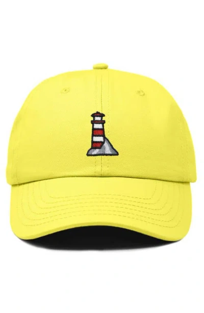 Dalix Lighthouse Embroidered Dad Hat In Yellow