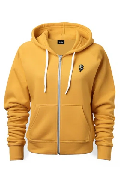 Dalix Lightning Bolt Zip Hoodie In Gold