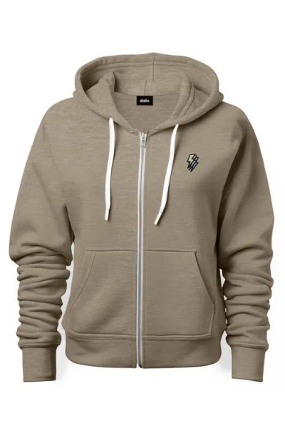 Dalix Lightning Bolt Zip Hoodie In Heather Stone