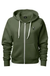 Dalix Lightning Bolt Zip Hoodie In Military Green