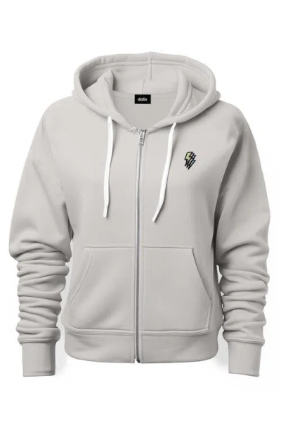 Dalix Lightning Bolt Zip Hoodie In Silver