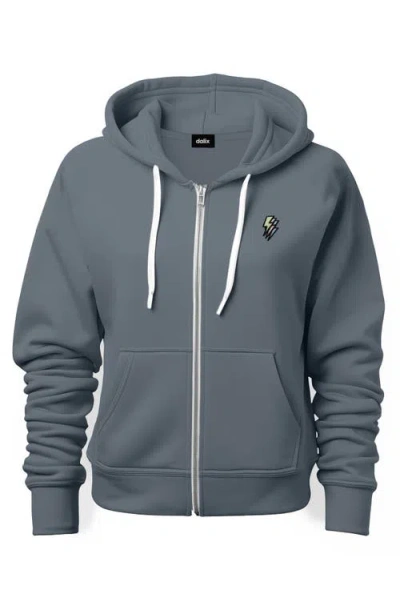 Dalix Lightning Bolt Zip Hoodie In Steel Blue