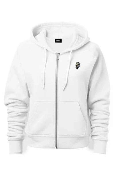 Dalix Lightning Bolt Zip Hoodie In White