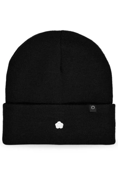 Dalix Lil Flower Beanie Cap In Black