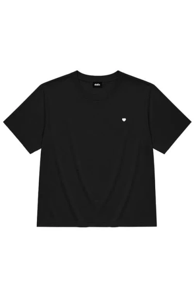 Dalix Lil Heart Relaxed Midweight Jersey Tee In Black