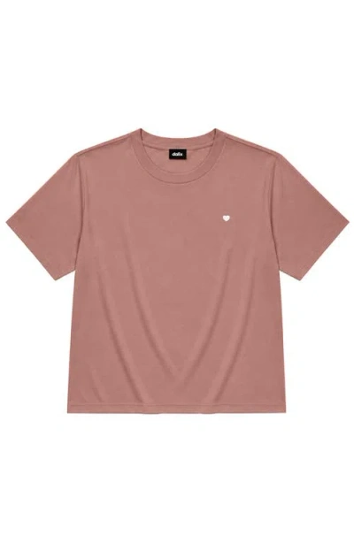 Dalix Lil Heart Relaxed Midweight Jersey Tee In Pink
