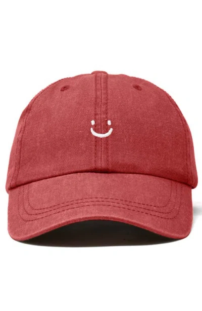 Dalix Lil Smile Embroidered Casual Hat In Red