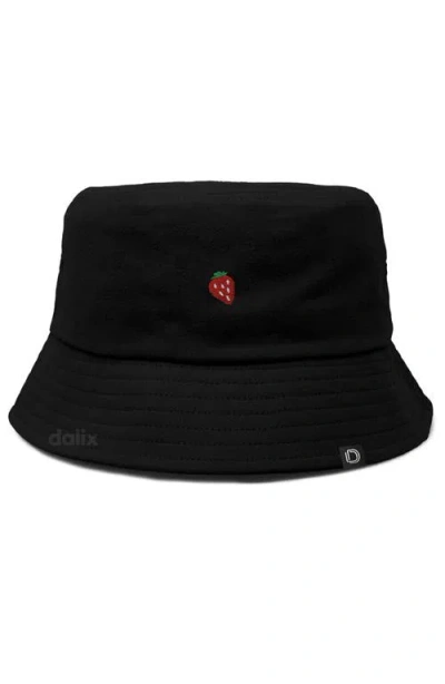 Dalix Lil Strawberry Bucket Hat In Black