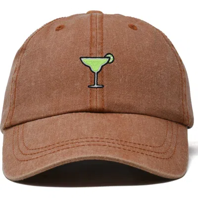 Dalix Margarita Embroidered Dad Hat In Washed Orange