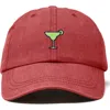 Dalix Margarita Embroidered Dad Hat In Washed Red