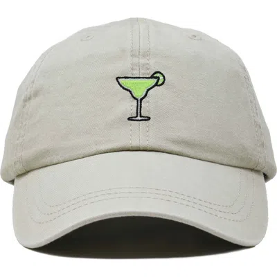 Dalix Margarita Embroidered Dad Hat In Washed Stone White
