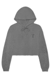 Dalix Martini Cropped Hoodie In Deep Heather