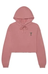 Dalix Martini Cropped Hoodie In Mauve