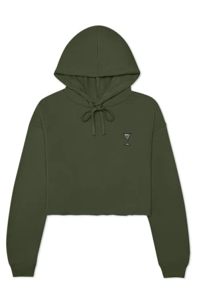 Dalix Martini Cropped Hoodie In Military Green