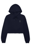 Dalix Martini Cropped Hoodie In Navy Blue