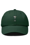 Dalix Martini Embroidered Casual Cap In Dark Green