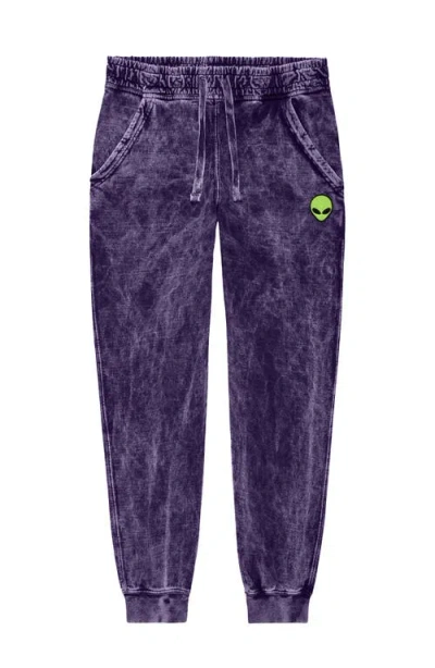 Dalix Mens Alien Midweight Fleece Washed Jogger Pant In Purple