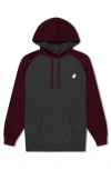 Dalix Mens Ghost Midweight Fleece Raglan Sleeve Hoodie In Burgundy