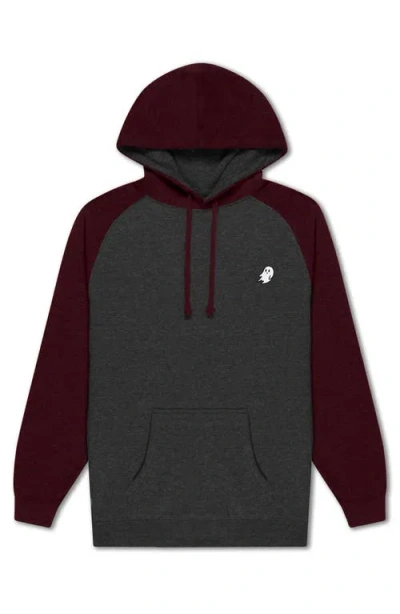 Dalix Mens Ghost Midweight Fleece Raglan Sleeve Hoodie In Burgundy