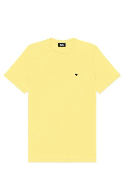 Dalix Mens Lil Heart Midweight Cotton Tee In Yellow