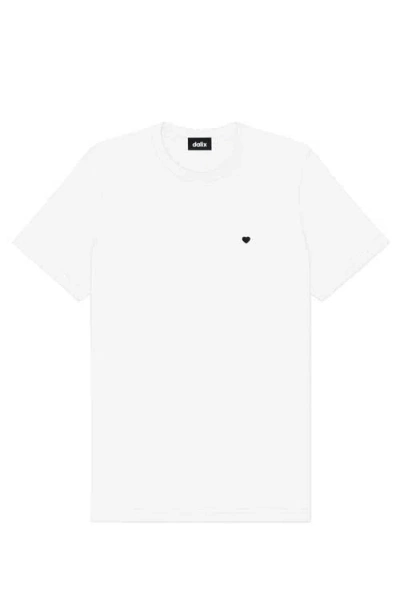 Dalix Mens Lil Heart Midweight Cotton Tee In White