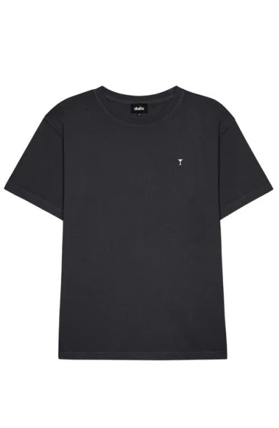 Dalix Mens Lil Martini Midweight Garment Dye Tee In Black