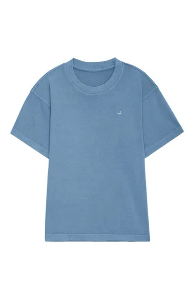 Dalix Mens Lil Smile Heavyweight Pigment Dye Tee In Blue