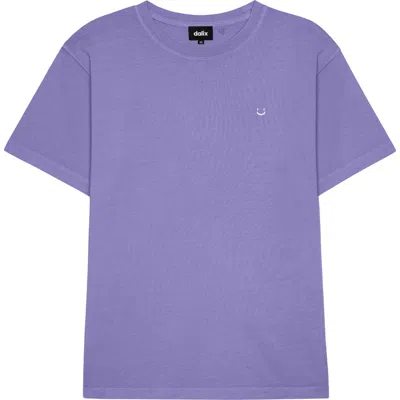 Dalix Mens Lil Smile Midweight Garment Dye Tee In Purple