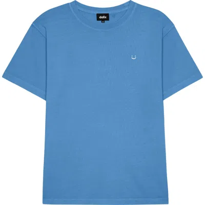 Dalix Mens Lil Smile Midweight Garment Dye Tee In Blue