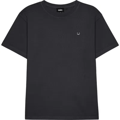 Dalix Mens Lil Smile Midweight Garment Dye Tee In Black