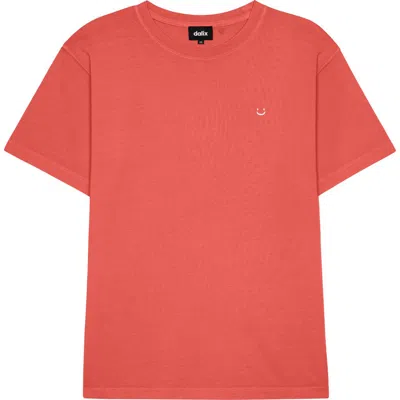 Dalix Mens Lil Smile Midweight Garment Dye Tee In Pink