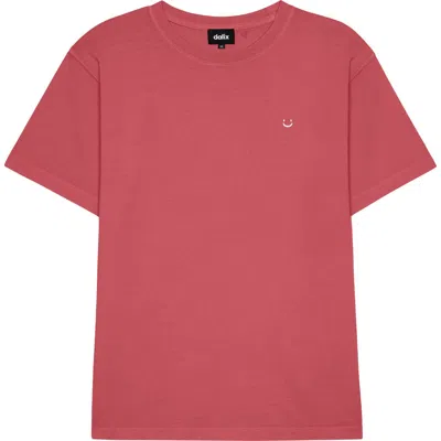 Dalix Mens Lil Smile Midweight Garment Dye Tee In Burgundy
