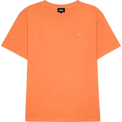 Dalix Mens Lil Smile Midweight Garment Dye Tee In Orange