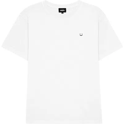 Dalix Mens Lil Smile Midweight Garment Dye Tee In White