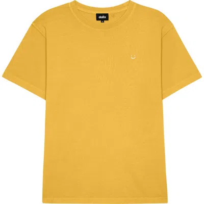 Dalix Mens Lil Smile Midweight Garment Dye Tee In Gold