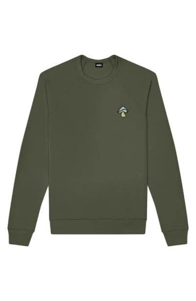 Dalix Mushroom Fleece Sweatshirt In Military Green
