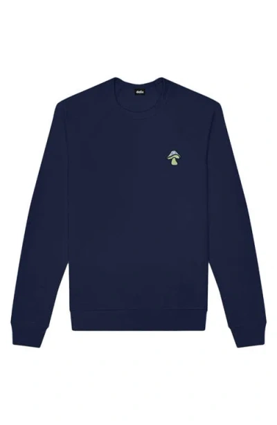 Dalix Mushroom Fleece Sweatshirt In Navy Blue