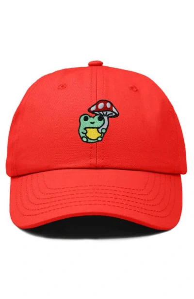 Dalix Mushroom Frog Embroidered Hat In Red
