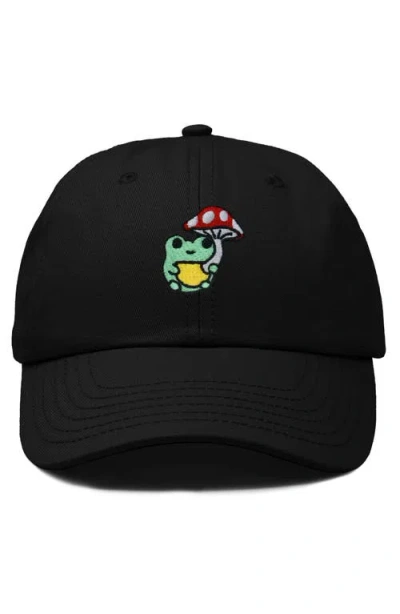 Dalix Mushroom Frog Embroidered Hat In Black
