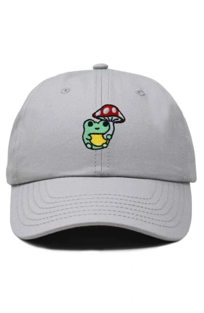 Dalix Mushroom Frog Embroidered Hat In Gray