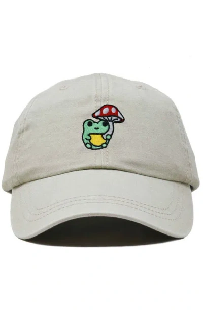 Dalix Mushroom Frog Embroidered Hat In Gray