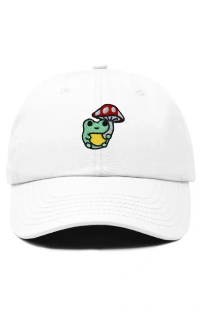 Dalix Mushroom Frog Embroidered Hat In White