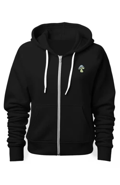 Dalix Mushroom Zip Hoodie In Black