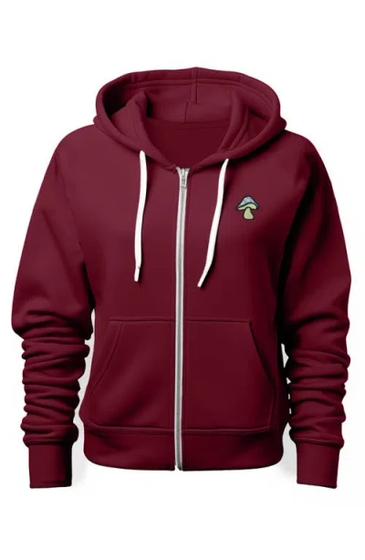 Dalix Mushroom Zip Hoodie In Maroon