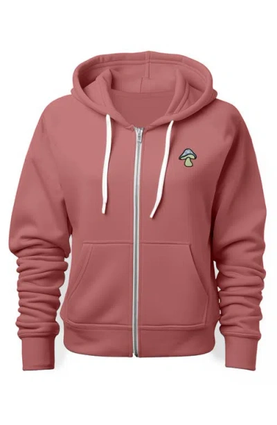 Dalix Mushroom Zip Hoodie In Mauve