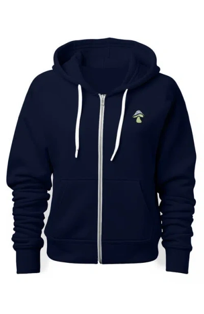 Dalix Mushroom Zip Hoodie In Navy Blue