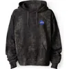 Dalix Nasa Mineral Wash Hoodie  Nasa Embroidered Fleece Hoodie Mineral Wash Long Sleeve Sweatshirt Me In Black