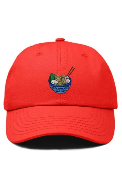 Dalix Noodles Embroidered Casual Cap In Red