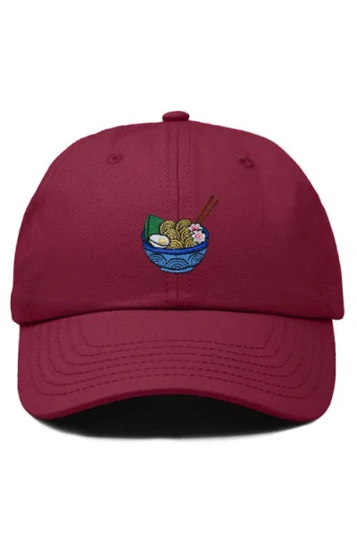 Dalix Noodles Embroidered Casual Cap In Maroon